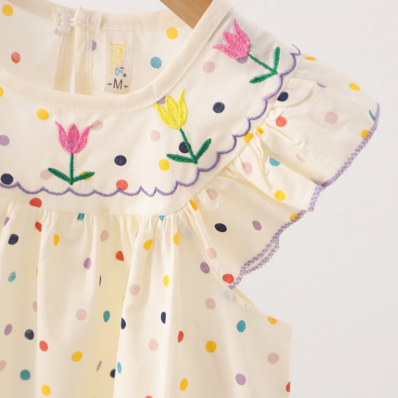 Colorful Polka Dot Sleeveless Western Style Baby Princess Dress