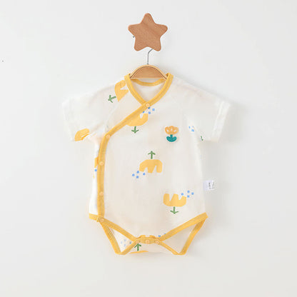 Simple Cartoon Print Summer Baby Rompers Girls Clothing