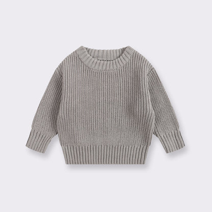 Simple Solid Color Girls' Round Neck Base Knitwear