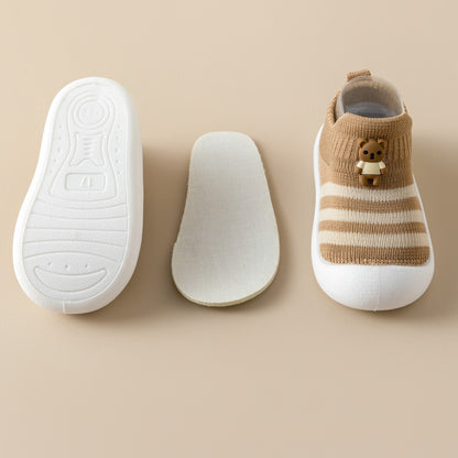 Casual Simple Soft Bottom Non-slip Cartoon Striped Toddler Shoes