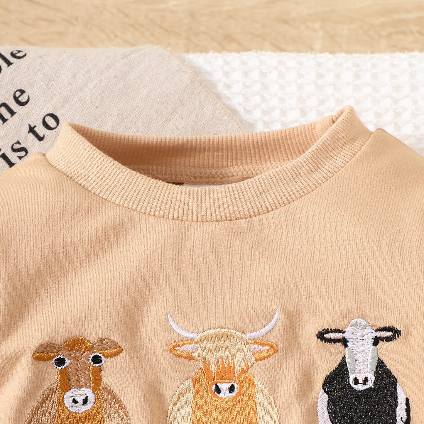 Children's Casual Suit Calf Embroidered Printed Long Sleeve Two-piece Set