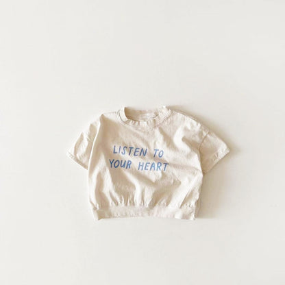 Dot Letter Crew Neck Short Sleeve Simple