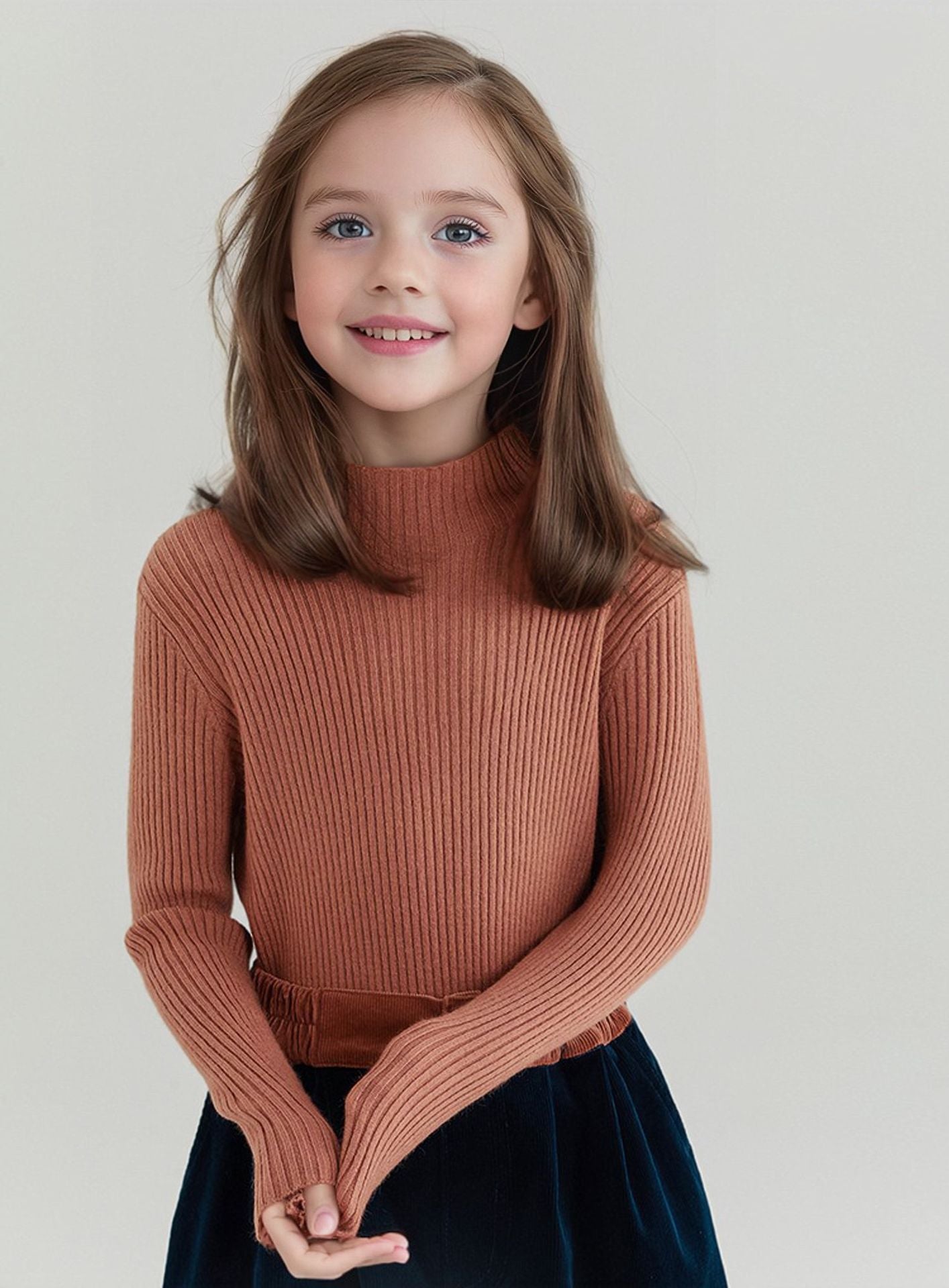 Suéter de cuello alto para niños, prenda de punto superior