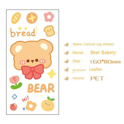 Cute Bear Clear Water Cup Stickers Children's Cartoon Korean Journal Material Mobile Phone Cup Decoration