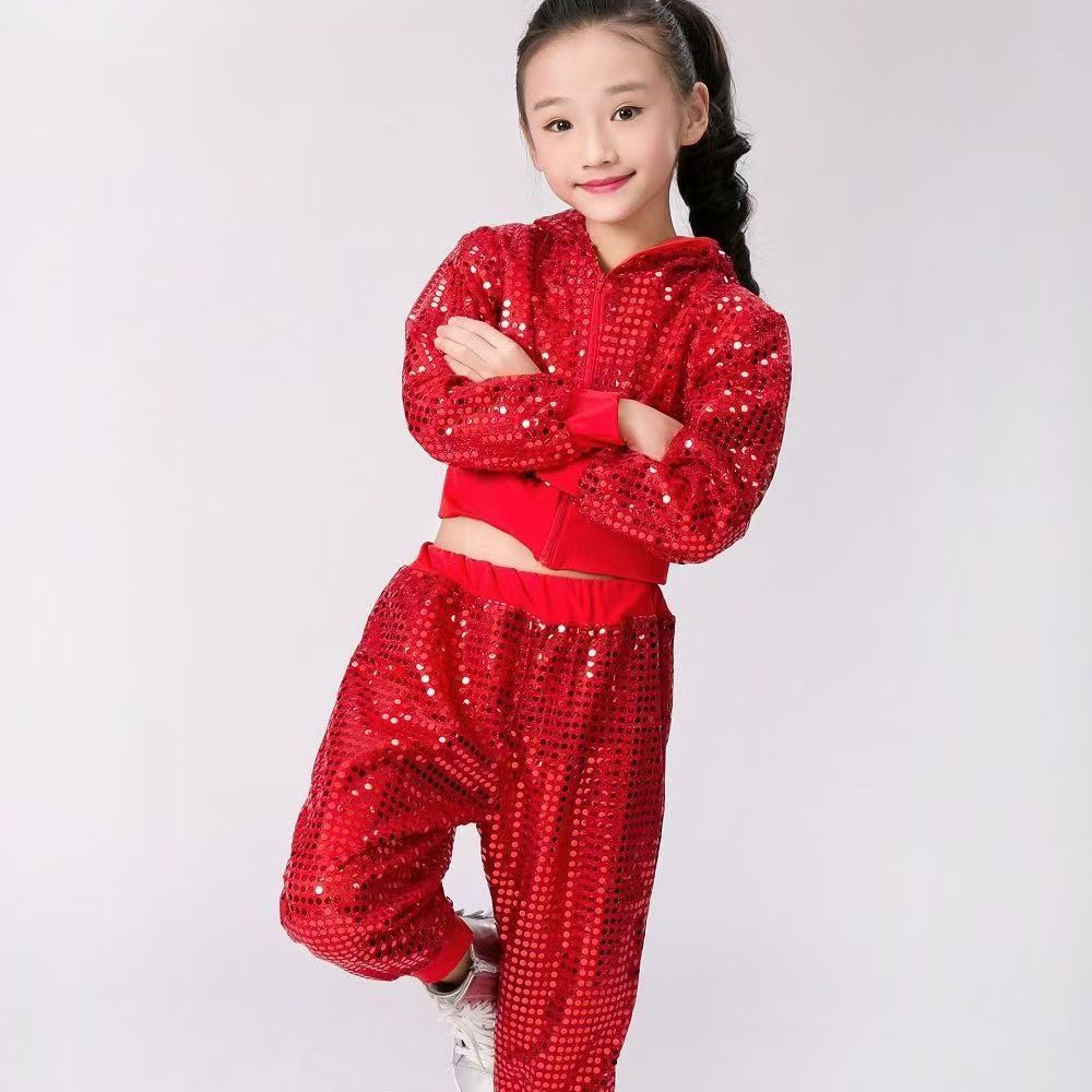 Vêtements de sport pour enfants à paillettes, hip-hop, danse de rue, performance, équipe de cheerleading