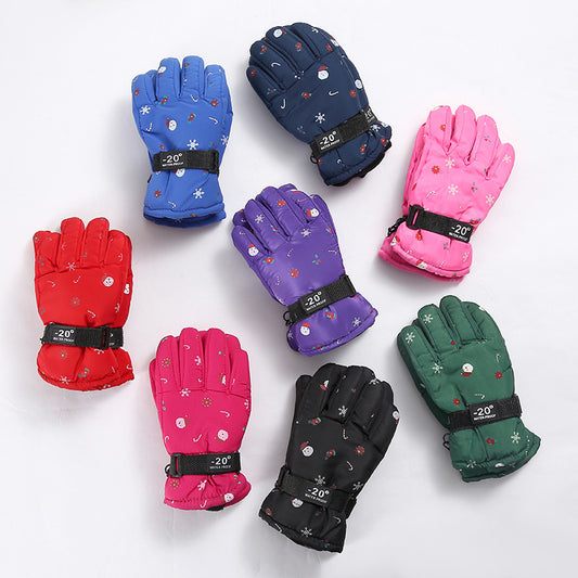 Outdoor Sports Riding Fleece-lined Thickened Finger Children's Ski Gloves