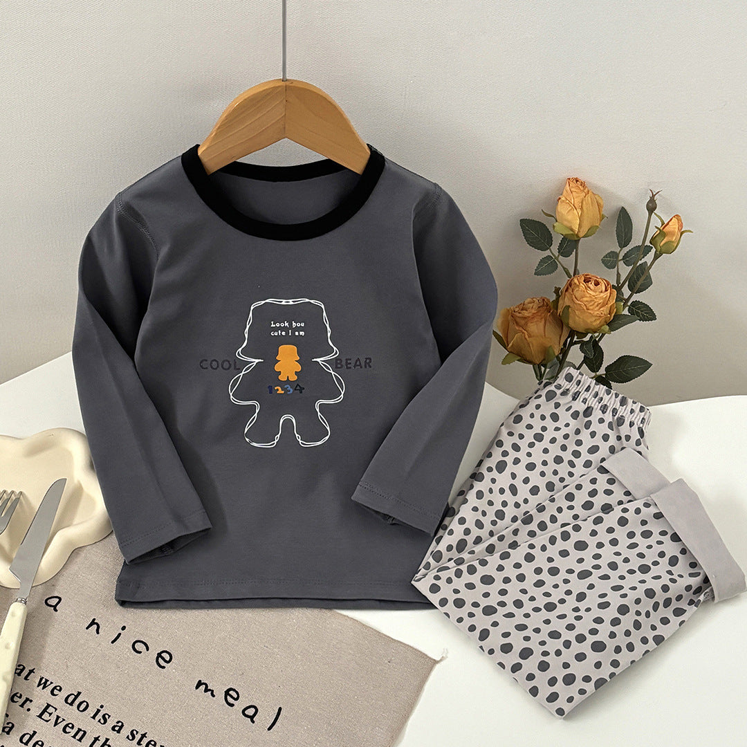 Ensemble de sous-vêtements thermiques en pur coton sans coutures pour garçons et filles - Haut et pantalon d'automne