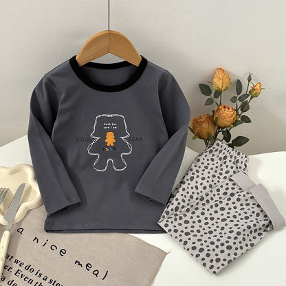 Ensemble de sous-vêtements thermiques en pur coton sans coutures pour garçons et filles - Haut et pantalon d'automne
