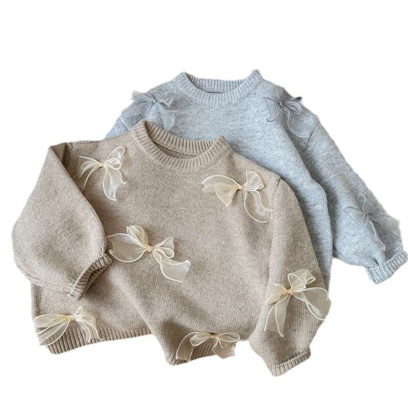 Girl's Sweater Fashion Children's Bow Knitwear