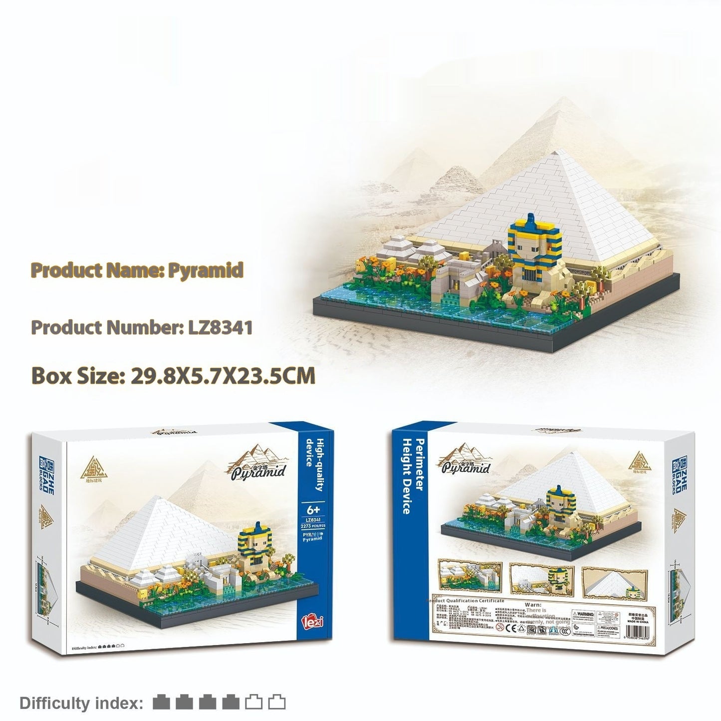 Pyramid Ancient Architecture Model Micro Diamond Particle Building Blocks High Difficulty Assembly