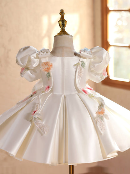 Robe de demoiselle d'honneur haut de gamme, bouffante, mignonne et adorable pour les petites filles