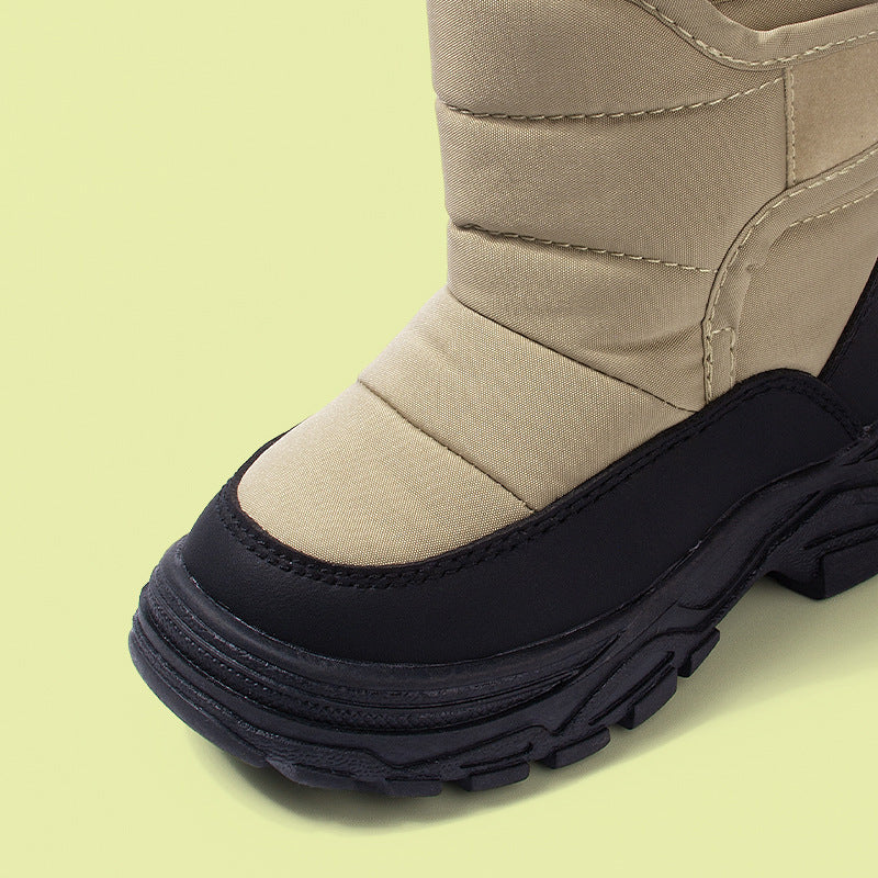 Bottes chaudes à semelles épaisses pour garçons, baskets montantes en coton isolées