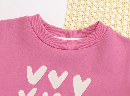 Nouveauté Haut Fille Collection Printemps 2026 - Pull à Capuche Mignon et Décontracté pour Enfants - Sweat-shirt à Col Cœur pour Enfants