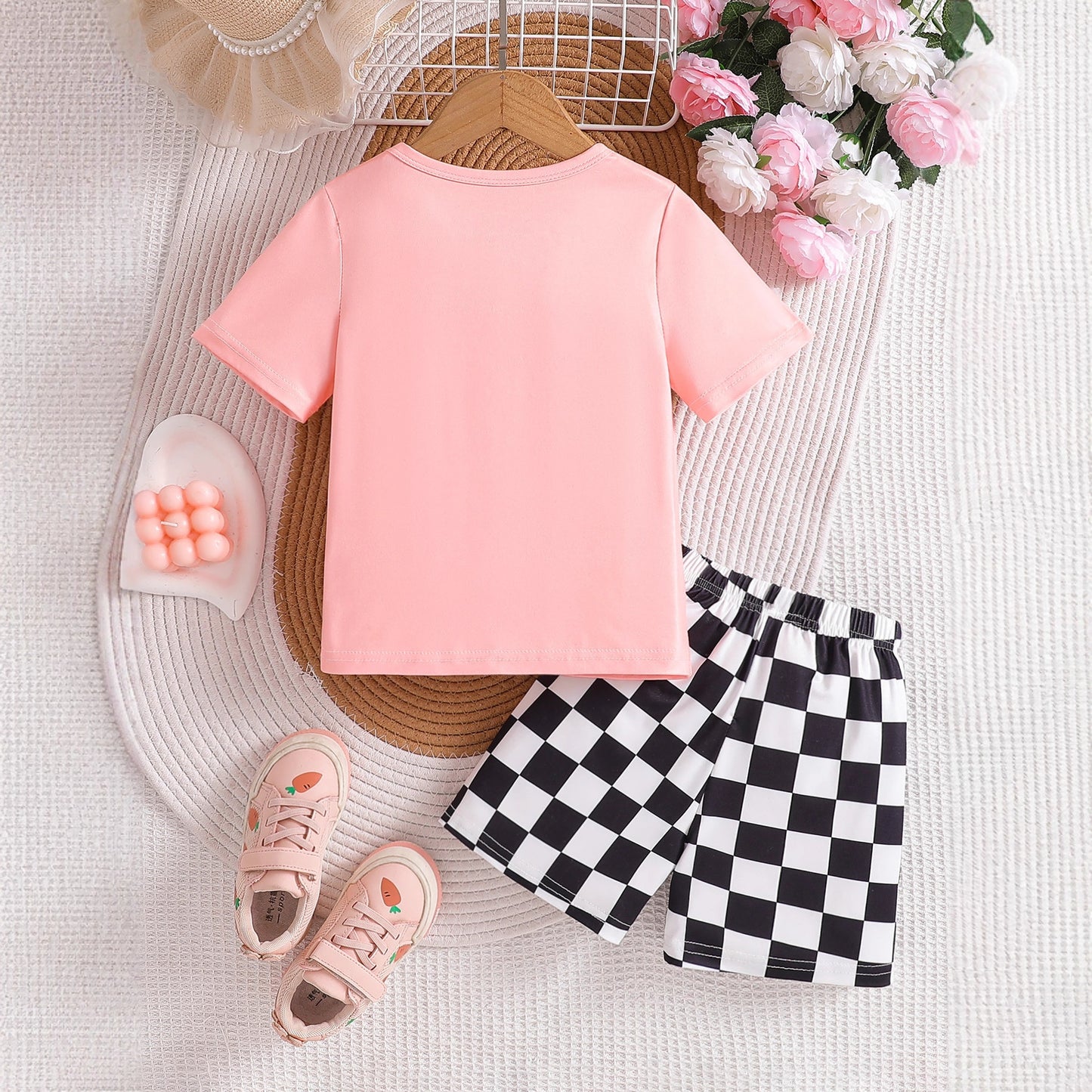 New Children's Cute Sweet T-shirt Shorts Two-piece Set