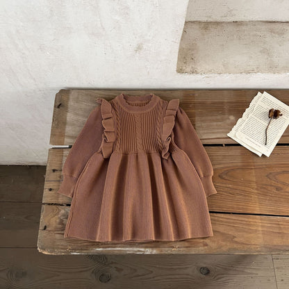 Vestido térmico de otoño e invierno tejido en algodón y lana