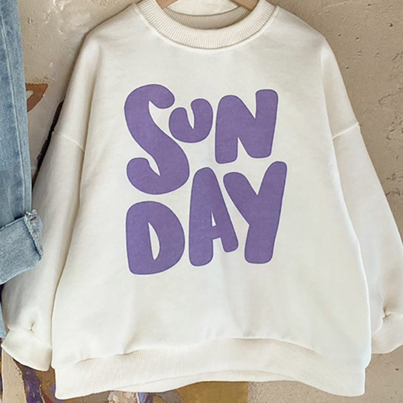 Loose Casual Long-sleeved Terry Sweater With Foreign Letters