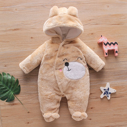 Cartoon Bear Velvet Romper Thickened Jumpsuit Romper Korean Trend Version