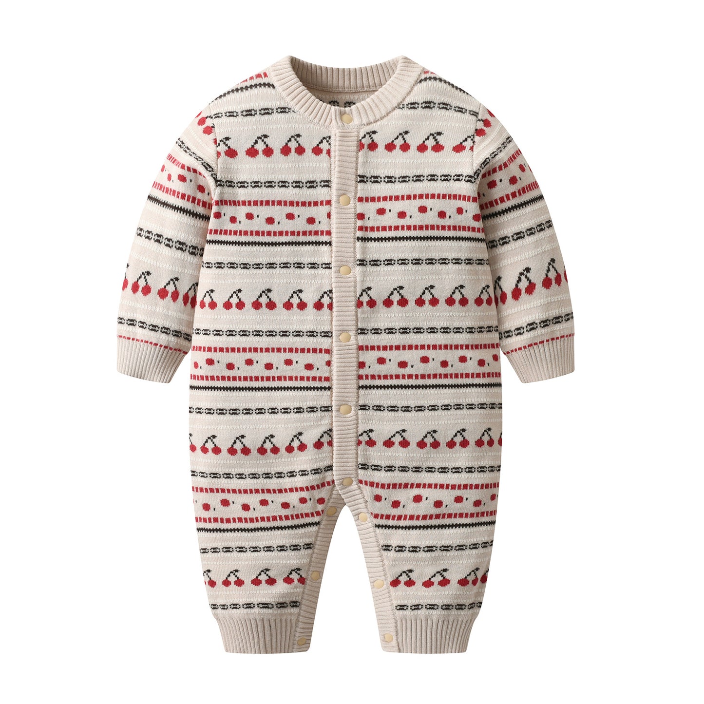 Grenouillère Bébé Épaisse en Jacquard Tricoté Double Couche Pour AutomneHiver