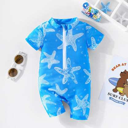 Boys' Infant Summer Swimsuit Printed Jumpsuit