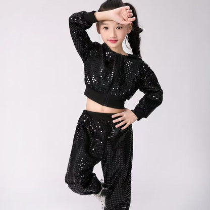 Vêtements de sport pour enfants à paillettes, hip-hop, danse de rue, performance, équipe de cheerleading