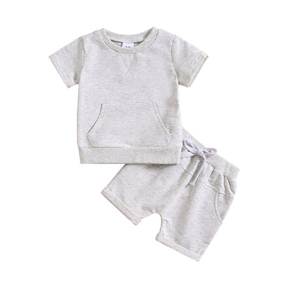 Boys And Girls Alphabet Embroidery Two-piece Suit