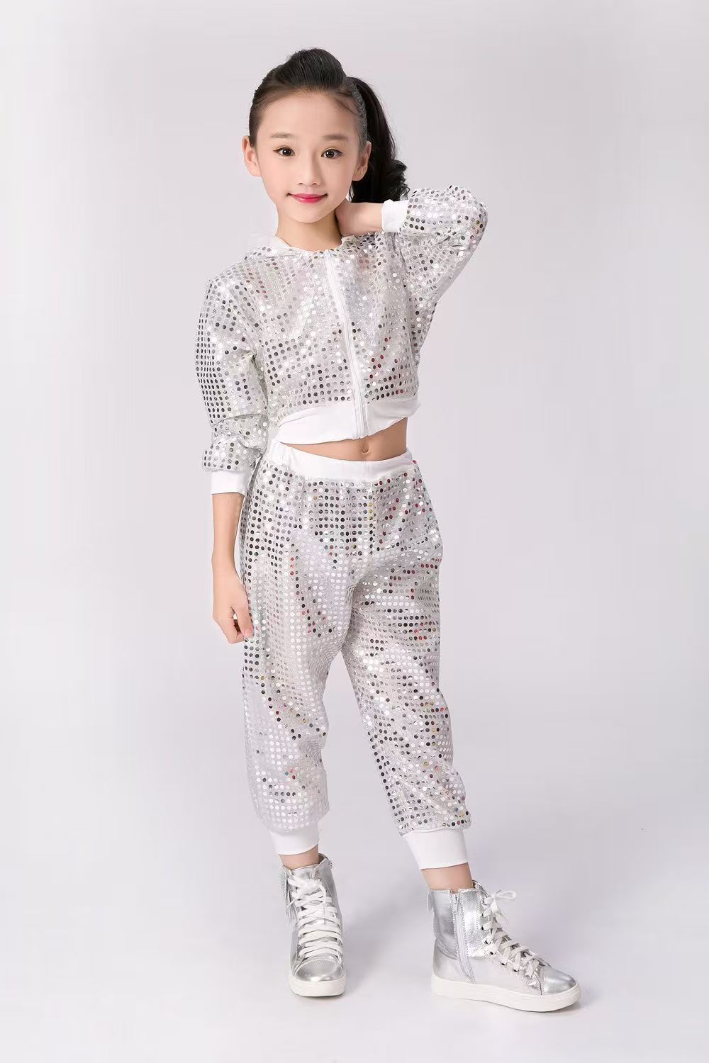 Vêtements de sport pour enfants à paillettes, hip-hop, danse de rue, performance, équipe de cheerleading