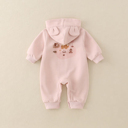 Baby Girl Hooded Cartoon Cute Jumpsuit Infant Fall Outfit Jumpsuit