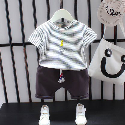 Summer Letter Lapel Short Sleeve Two-piece Suit