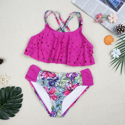 European And American-style Kids Swimwear Girls Two-piece Swimsuits