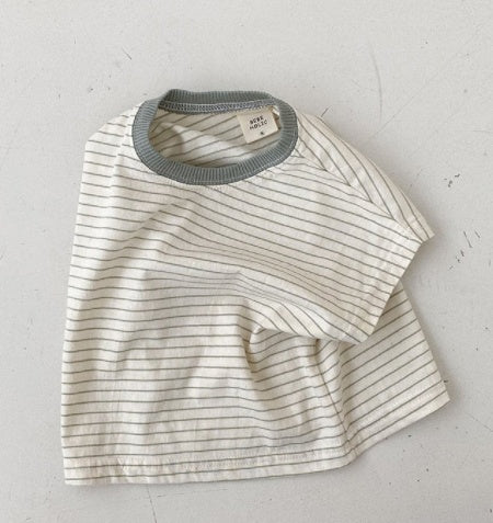 Korean Style Baby Casual Striped Short-sleeved T-shirt