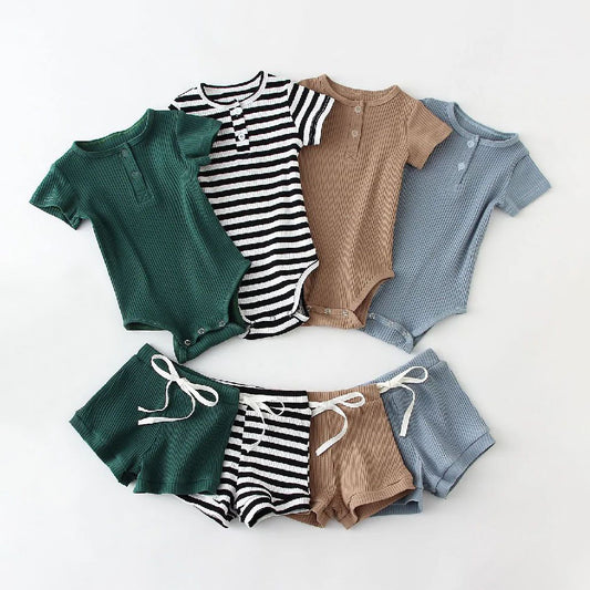 Two-piece Boys' Summer Round Neck Romper Suit