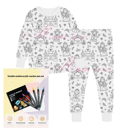 Children's DIY Hand-painted Graffiti Pajamas Suit