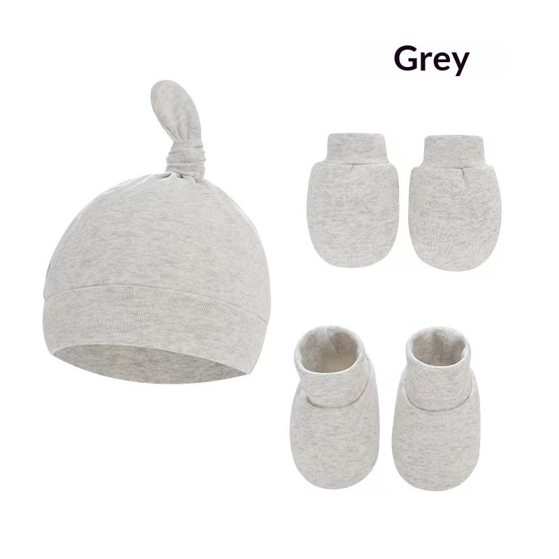 Newborn Hat Mittens And Socks Set With Rubber-soled Shoes