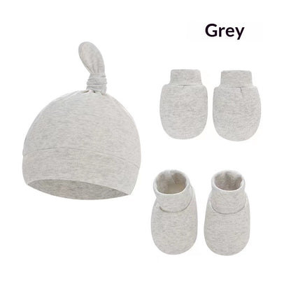 Newborn Hat Mittens And Socks Set With Rubber-soled Shoes