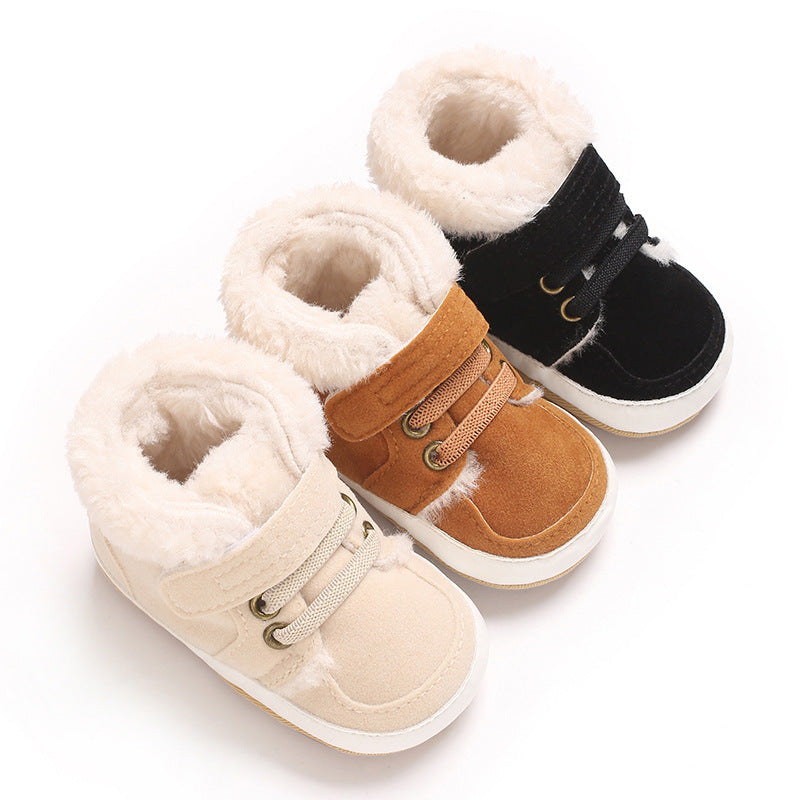 Solid-color Plush Warm Soft And Non-slip Rubber Shoes