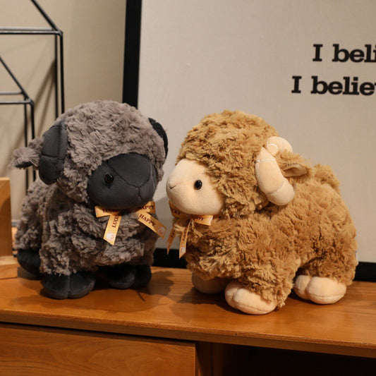 Doudou Agneau Mouton Peluche Laine Frisée