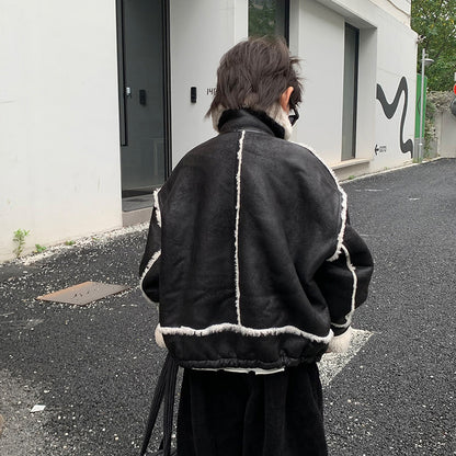 Boy's Leather Jacket Fleece Padded Coat Autumn And Winter Clothing