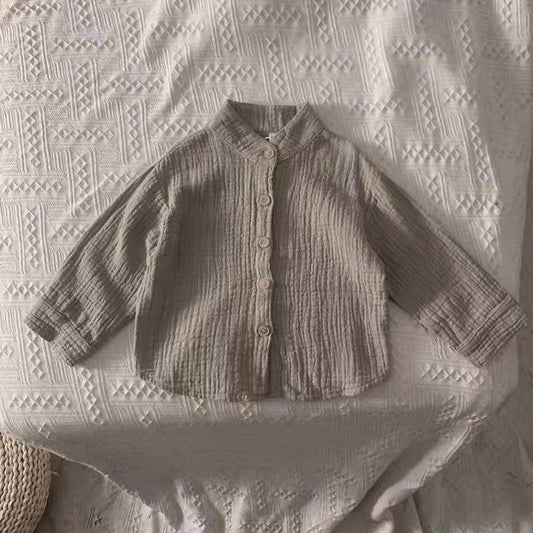 Cotton And Linen Shirt Korean Children's Fashion Top
