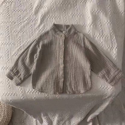 Cotton And Linen Shirt Korean Children's Fashion Top