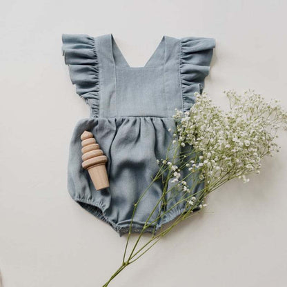 Baby Cotton And Linen Summer Strap One Piece Suit