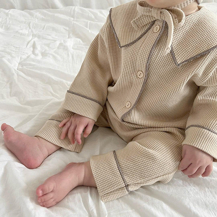 Ensemble cardigan bébé gaufre d'automne