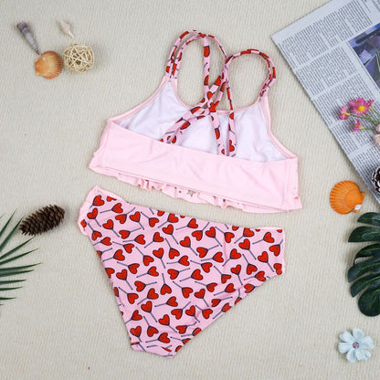 European And American-style Kids Swimwear Girls Two-piece Swimsuits