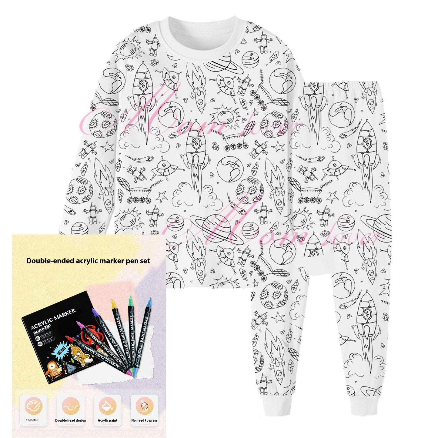 Children's DIY Hand-painted Graffiti Pajamas Suit