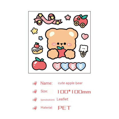 Cute Bear Clear Water Cup Stickers Children's Cartoon Korean Journal Material Mobile Phone Cup Decoration