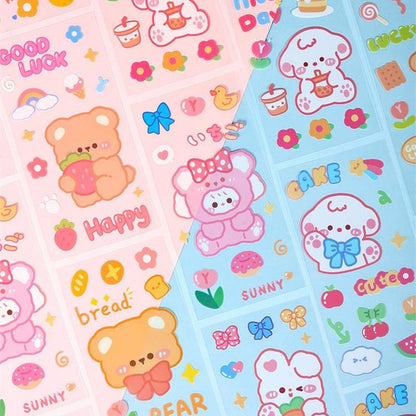Cute Bear Clear Water Cup Stickers Children's Cartoon Korean Journal Material Mobile Phone Cup Decoration