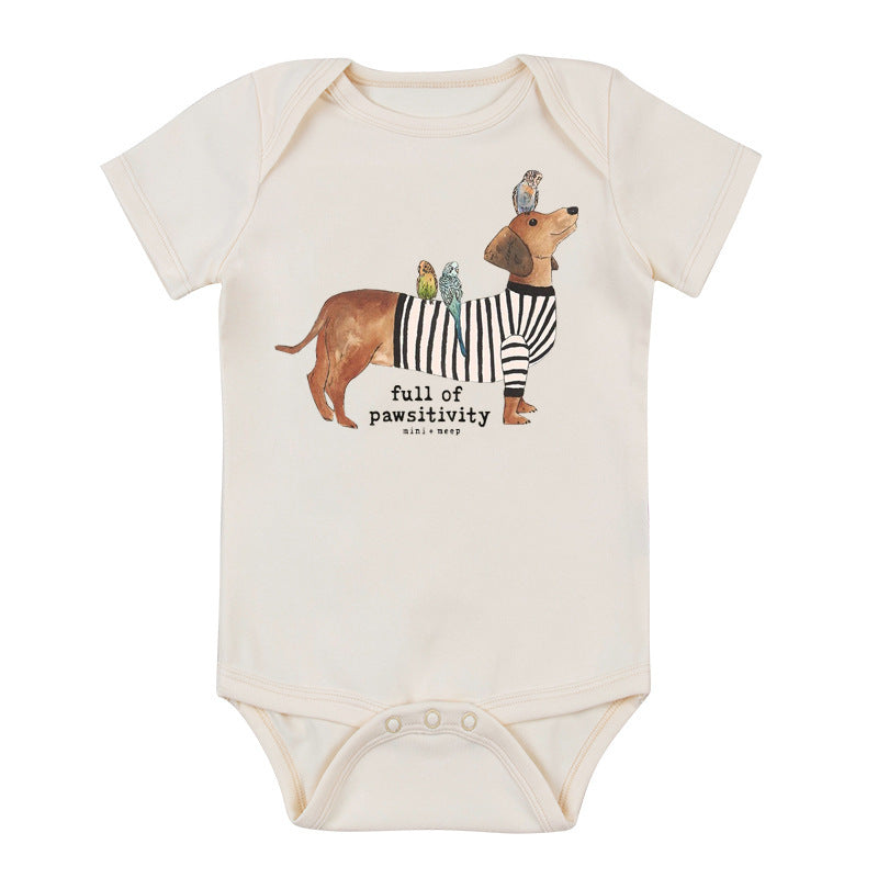 Cute Printed Short Sleeved Romper For Babies