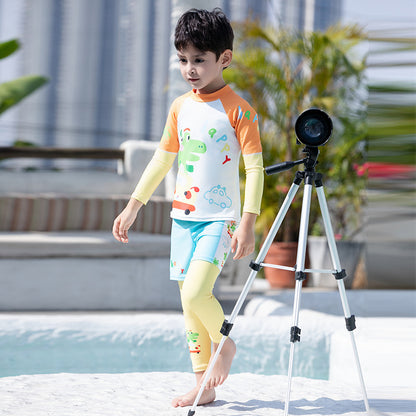 Boy Cartoon Split Long-sleeved Long Trousers Quick-drying Swimwear