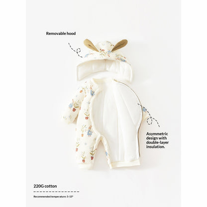 Thickened New Years Day Onesie With A Hood For Outdoor Wear