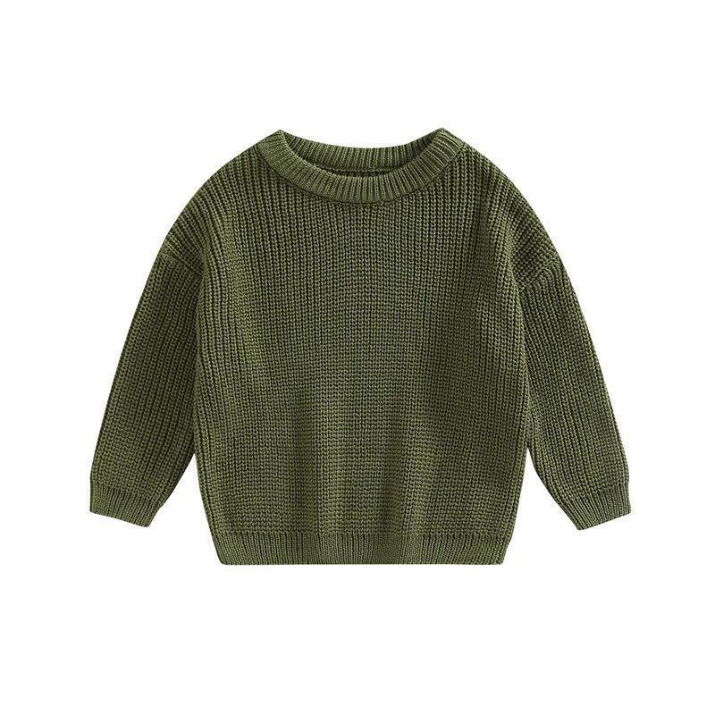 Girls' Solid Color Crew Neck Casual Sweater