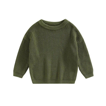 Girls' Solid Color Crew Neck Casual Sweater